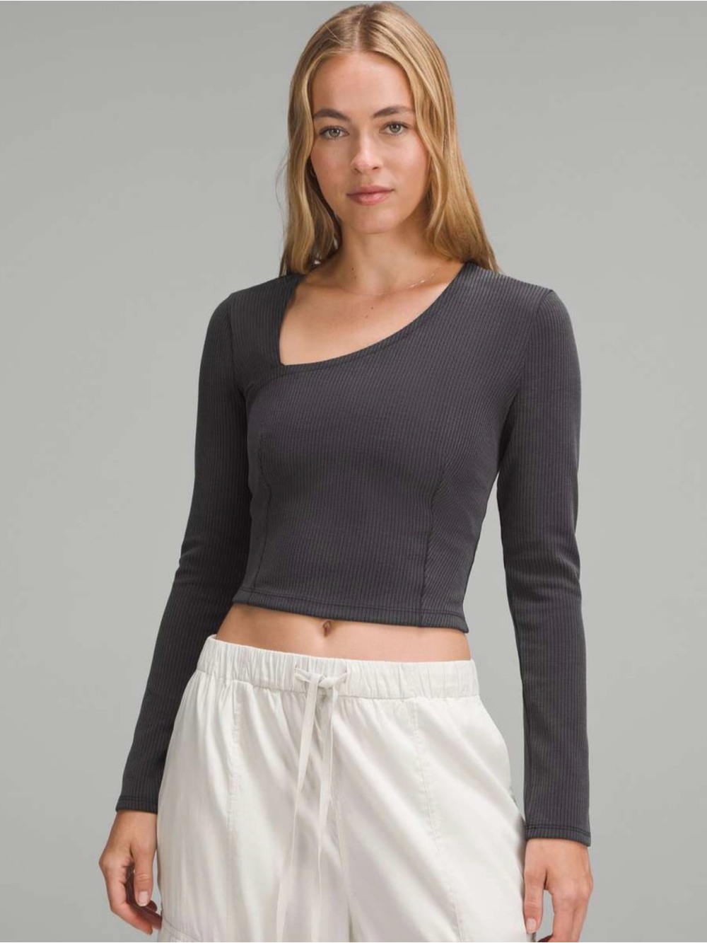 Lululemon Ribbed Softstreme Asymmetrical Long Sleeve Top Size M